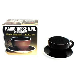 Vintage Coffe Cup W/ Plate TRANSISTOR AM RADIO NIB NOS